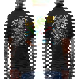 Dirt Bike 100 Days Of School Dinosaur Raced Through 100 Days Men's Back Print T-Shirt | Mazezy