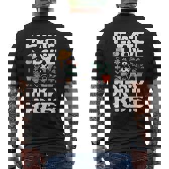 Dirty Hoe Gardening Gardener Garden Plant Men's Back Print T-Shirt | Mazezy