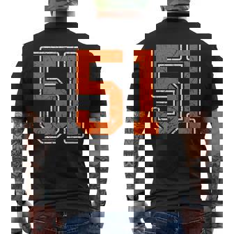 Distressed Orange Number 51 Jersey Player Uniform 51 Men's Back Print T-Shirt | Mazezy