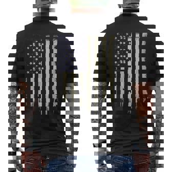 Distressed Usa Flag Printed On Back Men's T-shirt Back Print - Monsterry