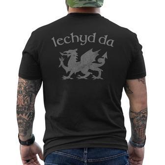 Distressed Vintage Welsh Dragon Iechyd Da Cheers Wales Men's T-shirt Back Print - Thegiftio UK