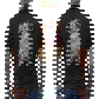 Divertente Bulldog Inglese Cheoffia Indossando Occhiali Carino Cuore Cane T-shirt da uomo con stampa posteriore - Novitaregali