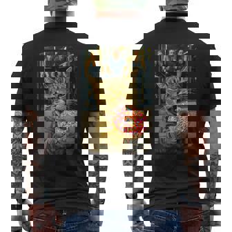 Divertido Gato Comiendo Donut Fuera Del Gimnasio Gatoelfie Meme Camiseta Hombre Estampado Espalda - Regaloses