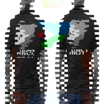 Djibouti Flag Djiboutian Roots Djiboutian Pride Map Men's Back Print T-Shirt | Mazezy