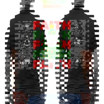 Dog Christmas Faith French Bulldog Puppy Family Group Men's Back Print T-Shirt | Mazezy