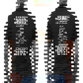 Dog Enthusiast Pet Lover Warning German Wirehaired Pointer Men's Back Print T-Shirt | Mazezy