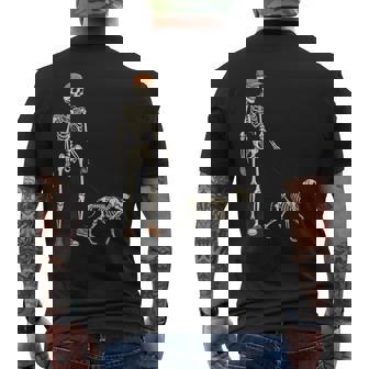 Dog Skeleton Halloween Men Boys Kids Walking Walker Men's Back Print T-Shirt | Mazezy