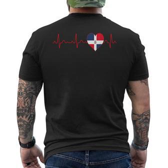 Dominican Republic Flag Heartbeat Ekg Patriotic National Men's T-shirt Back Print - Monsterry
