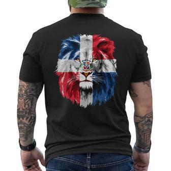 Dominican Republic Flag Lion Face Flag Of The Dominican Men's T-shirt Back Print | Mazezy