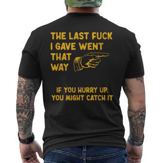 Don't Give No Fucks Adult Humor Inappropriate Asshole Fuck Men's T-shirt Back Print - Thegiftio UK