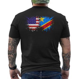 DR Congo & USA Together Half American Half Congolese Men's Back Print T-Shirt | Mazezy