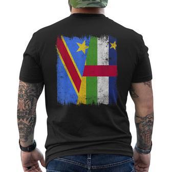 DR Congo Central African Republic Half Flag Congolese CAR Men's Back Print T-Shirt | Mazezy