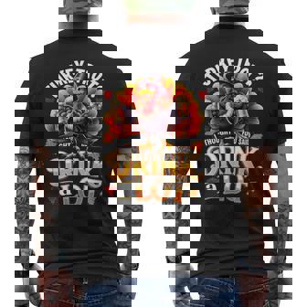 Drinker Turkey Trot Drink Alot Running Drinking Thanksgiving Men's Back Print T-Shirt | Mazezy