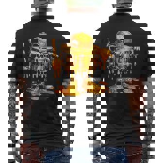 Dripping Drummer Music Lover Retro Band Golden Men's Back Print T-Shirt | Mazezy