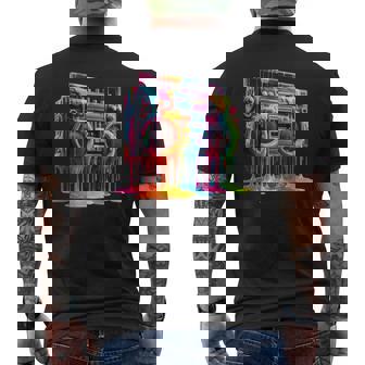 Dripping Paint Boombox Old-School 80S Hip Hop Street Style Men's T-shirt Back Print | Seseable UK