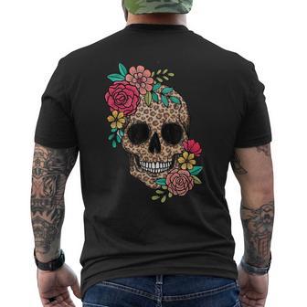 Drôle Dia De Los Muertos Léopard Tête De Mort Fleur Mexicaine T-shirt imprimé au dos - Cadeauxyz