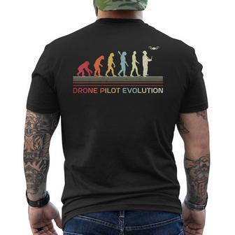 Drone Pilot Evolution Retro Vintage Style Quadcopter Flying Men's Back Print T-Shirt | Mazezy