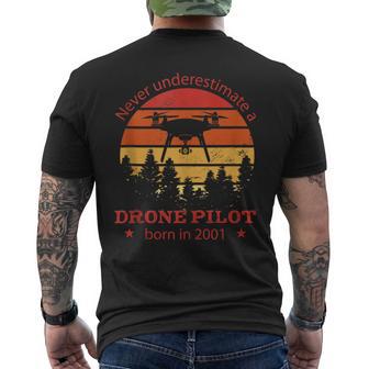 Drones-Pilot Born 2001 Birthday Vintage Quadrocopter Drones Tank Top Men's Back Print T-Shirt | Mazezy