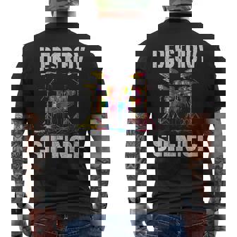 Drum Percussionist Drummers I Destroy Silence Drumming Men's Back Print T-Shirt | Mazezy