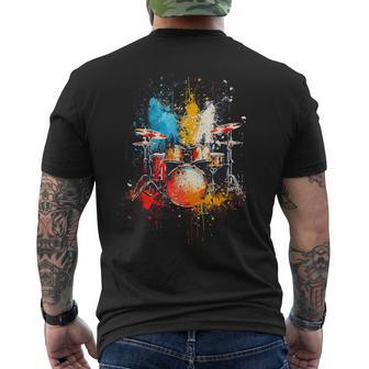 Drums Instrument On Colorful Painted Drums Men's T-shirt Back Print - Thegiftio UK