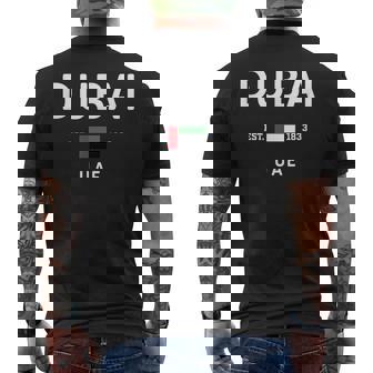 Dubai United Arab Emirates Est 1833 UAE Flag Souvenir Men's Back Print T-Shirt | Mazezy