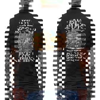 Easily Distracted By Cats & Side Quests Gamer Graphic Men's Back Print T-Shirt | Mazezy