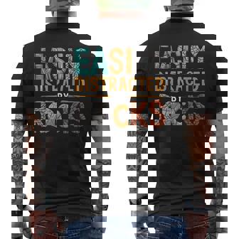 Easily Distracted By Rocks Paleontologist Geologist Men's Back Print T-Shirt | Mazezy