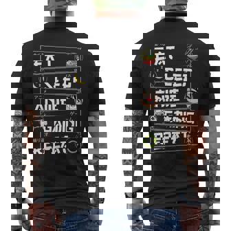 Eat Sleep Anime Gaming Repeat Kawaii Otaku Gamer Anime Manga Men's T-shirt Back Print - Monsterry