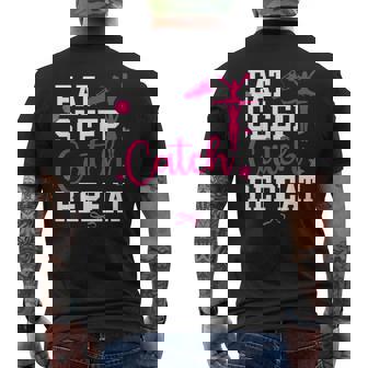 Eat Sleep Catch Cheer Backspot Cheerleading Backspot Men's Back Print T-Shirt | Mazezy