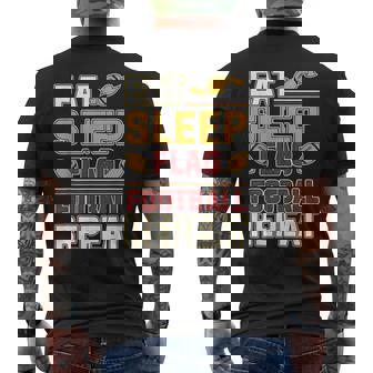 Eat Sleep Flag Football Repeat Athletic Sports Motivation Men's Back Print T-Shirt | Mazezy