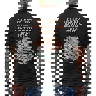 Eat Sleep Meow Jong Repeat Mahjong Player Cute Cat Tiles Men's Back Print T-Shirt | Mazezy