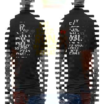 Eat Sleep Run 99 Nights Repeat Deer In The Forest Men's T-shirt Back Print - Monsterry