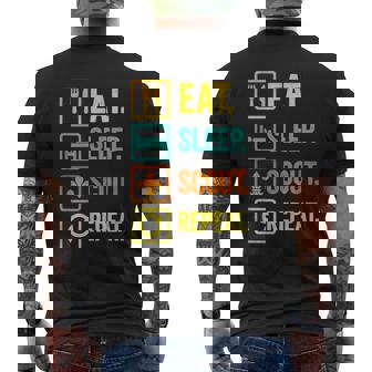 EAT Sleep Scout Repeat Scouting Vintage Camping Men's Back Print T-Shirt | Mazezy