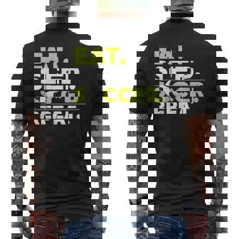 Eat Sleep Soccer Repeat Soccer Player Coach Boys Men's Back Print T-Shirt | Mazezy