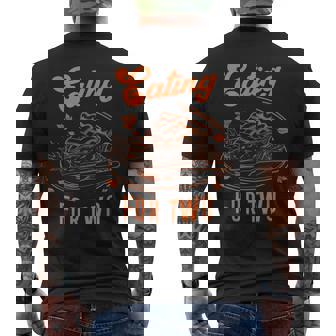 Eating For Two Thanksgiving Couples Pregnancy Announcement Men's Back Print T-Shirt | Mazezy