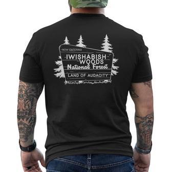Now Entering I Wishabish Woods National Forest Land Audacity Men's T-shirt Back Print - Seseable