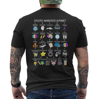 Epilepsy Awareness Alphabet Seizure Disorder Squad Support Men's T-shirt Back Print - Thegiftio UK
