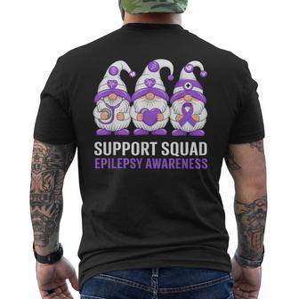 Epilepsy Awareness Gnome Support Squad Purple Ribbon Men's T-shirt Back Print - Thegiftio UK
