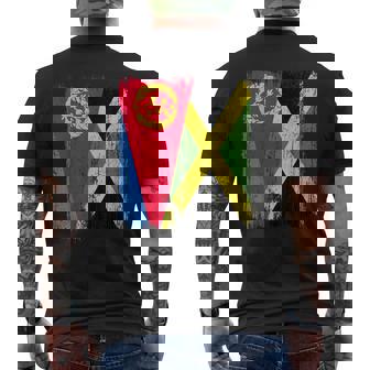 Eritrea Jamaica Half Flag Eritrean Jamaican Heritage Men's Back Print T-Shirt | Mazezy