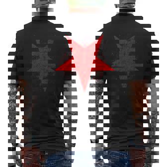 Estrella Roja Invertida De Cinco Puntasímbolo Camiseta Hombre Estampado Espalda - Regaloses
