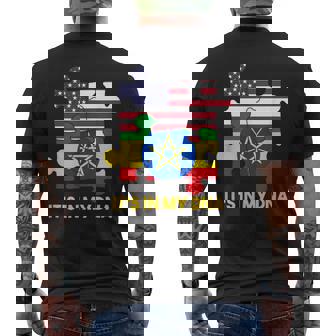 Ethiopia Ethiopians American America USA Mixed DNA Flag Day Men's Back Print T-Shirt | Mazezy
