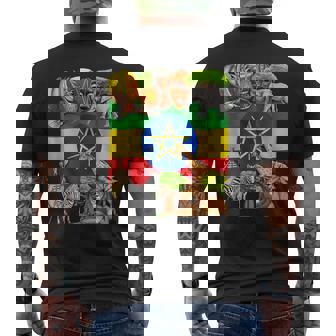 Ethiopia Flag Ethiopian Roots Ethiopian Pride Tank Top Men's Back Print T-Shirt | Mazezy