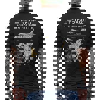 F-15イーグル航空機の設計図ジェット戦闘機データ メンズTシャツ バックプリント - Kawaiitshirt