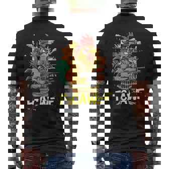 F Caw F Battle Rooster Commando Chicken 80s Movie Fan Men's Back Print T-Shirt | Mazezy