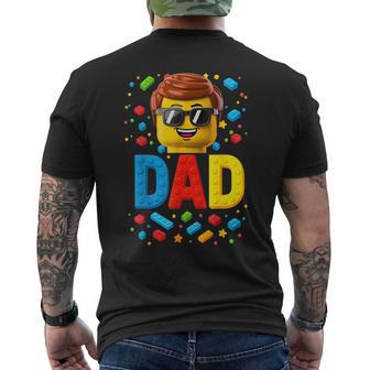 Family Dad Master Builder Building Bricks Blocks Fathers Day Men's T-shirt Back Print - Thegiftio