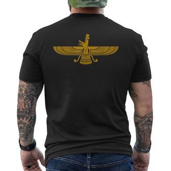 Faravahar Symbol Good Thoughts Words Deeds Iran Persia Men's T-shirt Back Print | Mazezy