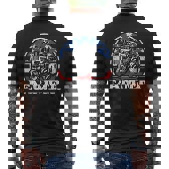 Farmer American Flag Farmers Patriotic Farming Tractor Farm Men's Back Print T-Shirt | Mazezy