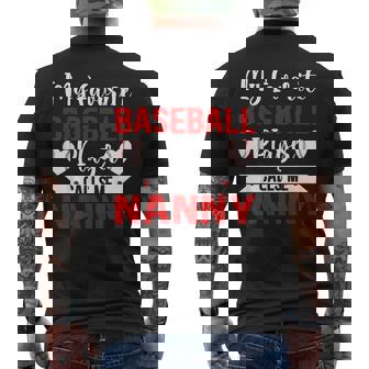 My Favorite Baseball Player Calls Me Nanny Baseball Lover Men's Back Print T-Shirt | Mazezy
