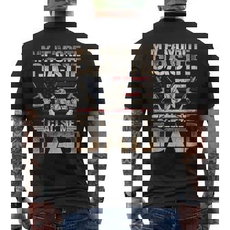 My Favorite Coastie Calls Me Dad Proud Coast Guard Dad Tank Top Men's Back Print T-Shirt | Mazezy