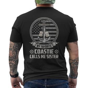 My Favorite Coastie Calls Me Sister Flag US Coast Guard Men's Back Print T-Shirt | Mazezy